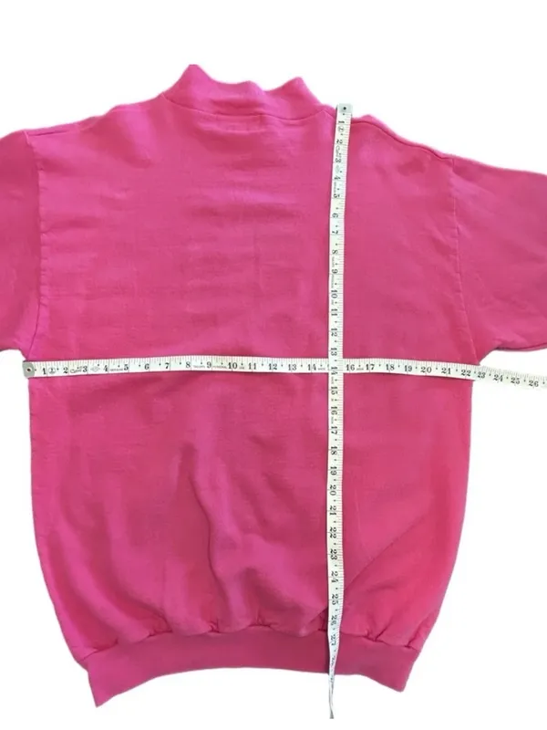 Vintage 90s Gitano Mock Neck Sweatshirt Pink World Athlete Globe Graphic OS - Image 7