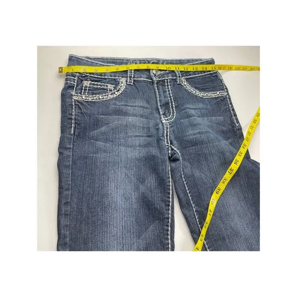 Miss Chic Women's Blue Denim Low-Rise Bootcut Jeans Size 9 - Image 4