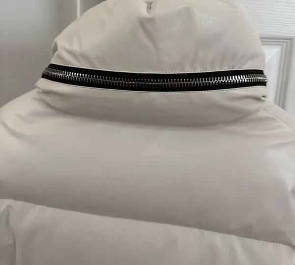 SAM. Vegan Leather White Quilted Puffer Jacket with High Collar - Image 16