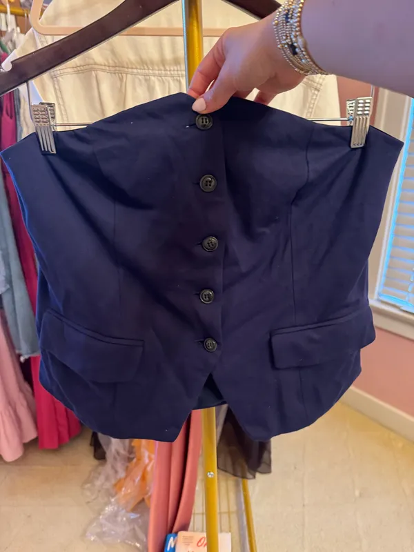 Button up strapless blazer top Blue Size XL - Image 4