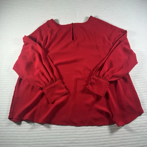 Maurice Beautiful Sexy Red Blouse With Open Long Sleeves Size 1x - Image 11
