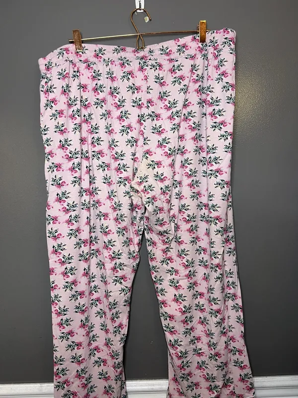 Vera Bradley Pajama Set Womens 2XL Pink Floral Jersey Button Front Lounge Pants - Image 12