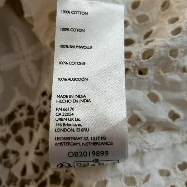 By Anthropologie‎ 100% Cotton Cream Lace Babydoll Sleeveless Cutout Top Size XL - Image 8