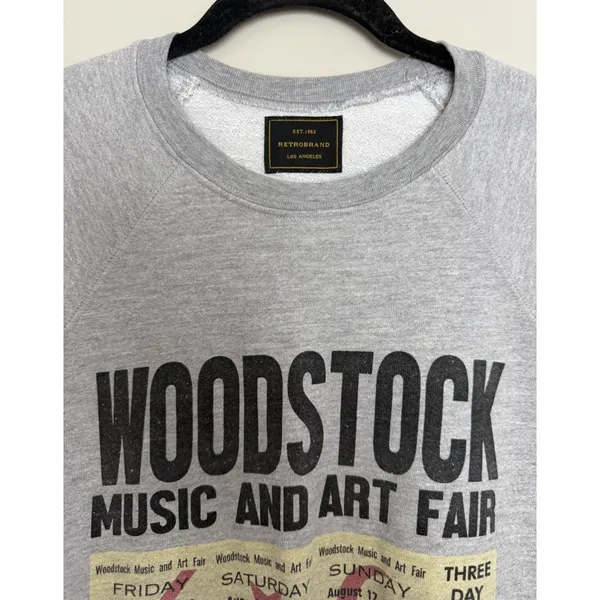 Retro Brand Woodstock Graphic Crewneck Sweatshirt Gray Women's Size Small - Image 3