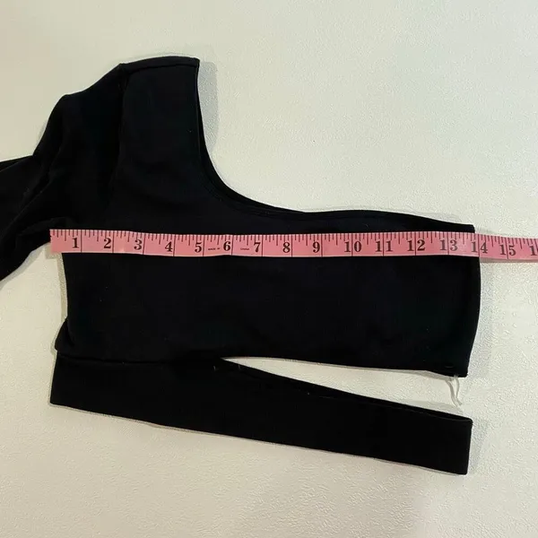 Garage Black One Shoulder Long Sleeve Cutout Crop Top Women’s Size M - Image 5