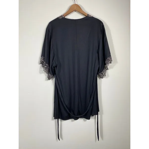 La Senza Black Lace Trim Kimono Robe Size S/M - Image 2