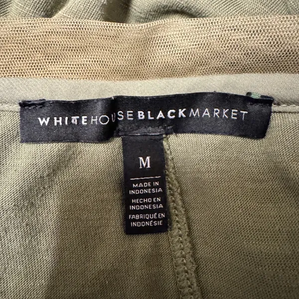 2186 | White House Black Market Slub Knit V-Neck Tee Olive Green Women M - Image 5
