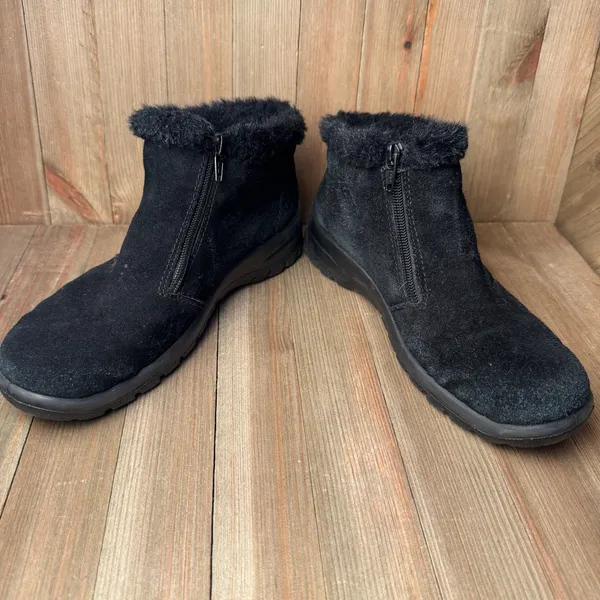 Rieker Tex Sz 38 Waterproof‎ Suede Leather Winter Ankle Boots Zip Faux Fur Black - Image 2