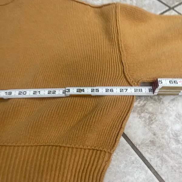 Free People Mustard Yellow Ribbed Cropped Boxy Knit Sweater Womens Small - Image 8