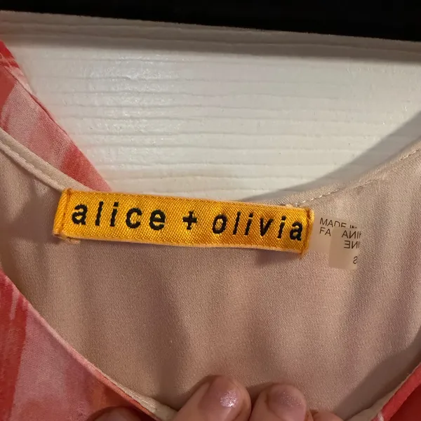 Alice + Olivia Silk Mini Dress Pink Orange XS Abstract Print Summer Wedding‎ - Image 3