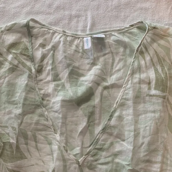Cynthia Rowley womens large linen blend palm tropical swim cover dress vacation - Image 5