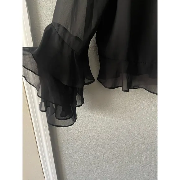 Tularosa Winnie Womens Black Ruffle Sleeve Blouse - Image 7