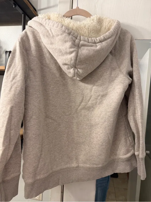 L.L. Bean Neutral Sherpa-Lined Zip Hoodie Jacket - Image 4