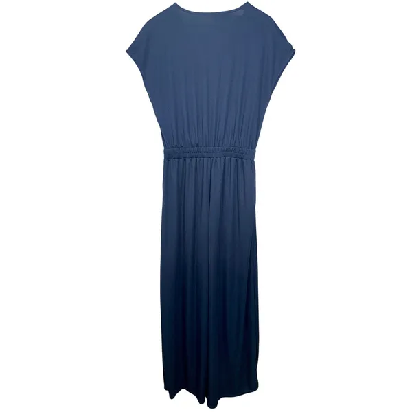NEW Halara Navy Blue Knit V-Neck Wrap Casual Wide Leg Jumpsuit Womens Size M - Image 4
