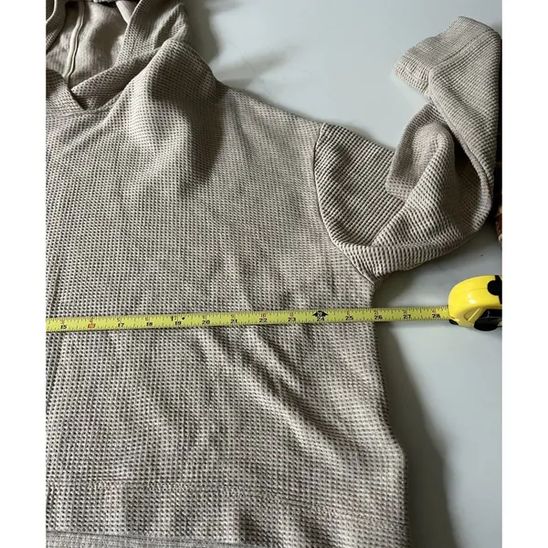 Athleta Waffle Crop Oversized Hoodie Beige Large - Image 6
