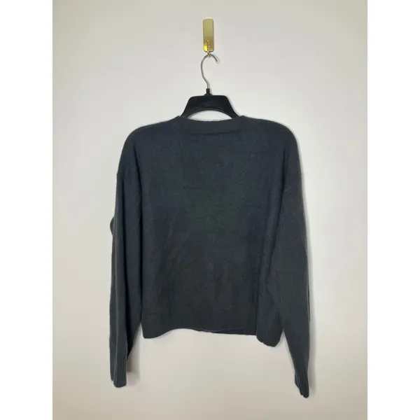 Aqua cashmere dark gray v-neck cardigan sweater long sleeve women's size large‎ - Image 7