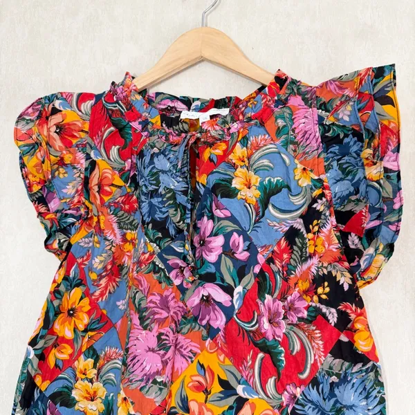 Chelsea & Theodore Women’s Floral Multicolor Spring Top Blouse Size L - Image 2