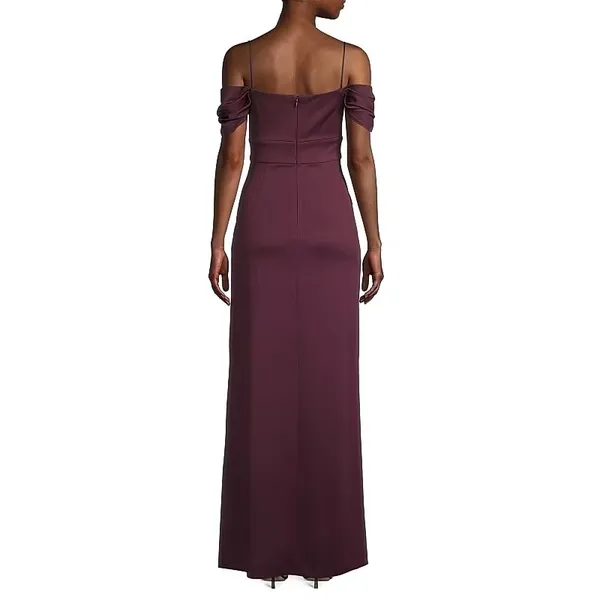 Sachin & Babi Brittany Stretch Crepe Cold-Shoulder Gown Size‎ 6 Deep Wine NWT - Image 4