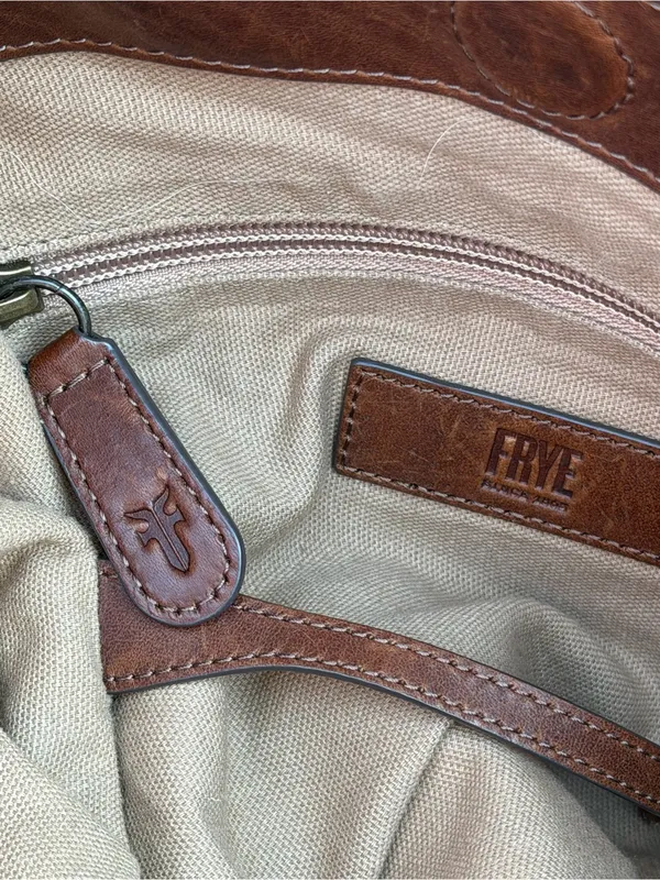 Frye Melissa Leather Convertible Hobo Crossbody Shoulder Bag Brown - Image 7