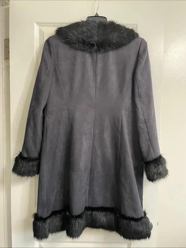 Vintage INC International Concepts Suede Penny Lane Fur Y2K Coat Large - Image 11
