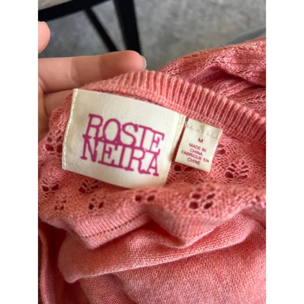 Rosie Neira Anthropologie Wool Blend Peach Longsleeve Ballet Core Wrap Top M - Image 11