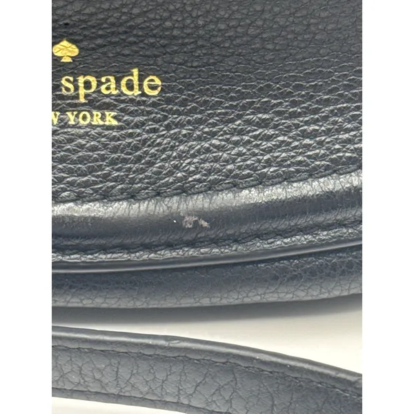 Kate Spade NY Black Leather Saddle Crossbody‎ Bag Adjustable Strap Boho Chic - Image 9