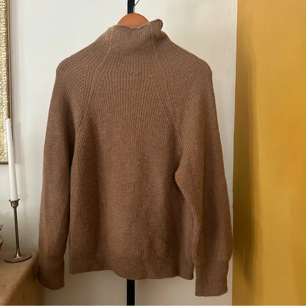 Reformation 100% Alpaca Turtleneck Sweater‎ Ribbed Oversized Tan Brown Size XS - Image 4