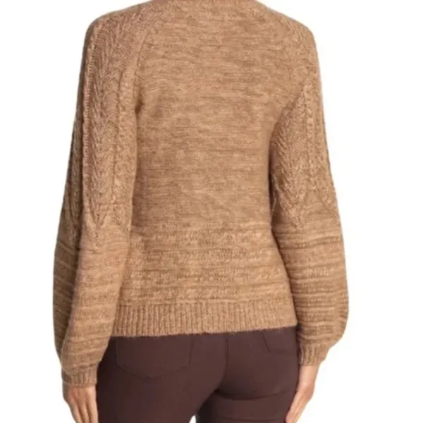 Lucky Brand Balloon Sleeve Open Cardigan Womens Size Small Wool Blend Camel - Image 3