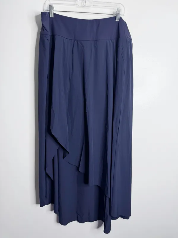 Halara Breezeful High‎ Waist High Low Ruffle 2-in-1 Flowy Maxi Skirt Navy 2X - Image 3
