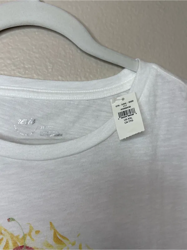 Aerie soft cotton white tee flowy plus size Xxl 2X casual beach graphic yellow - Image 5