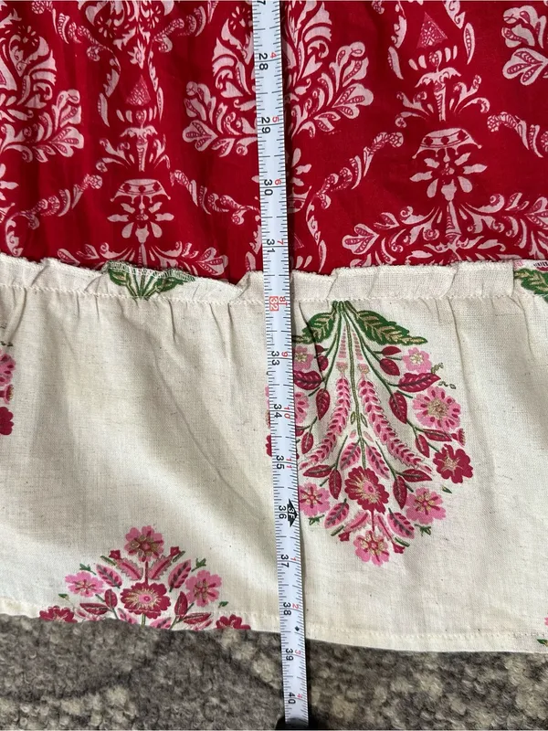 Luna Llena Women’s Size XS Red Cream Paisley Bohemian Tiered Maxi Skirt - Image 8