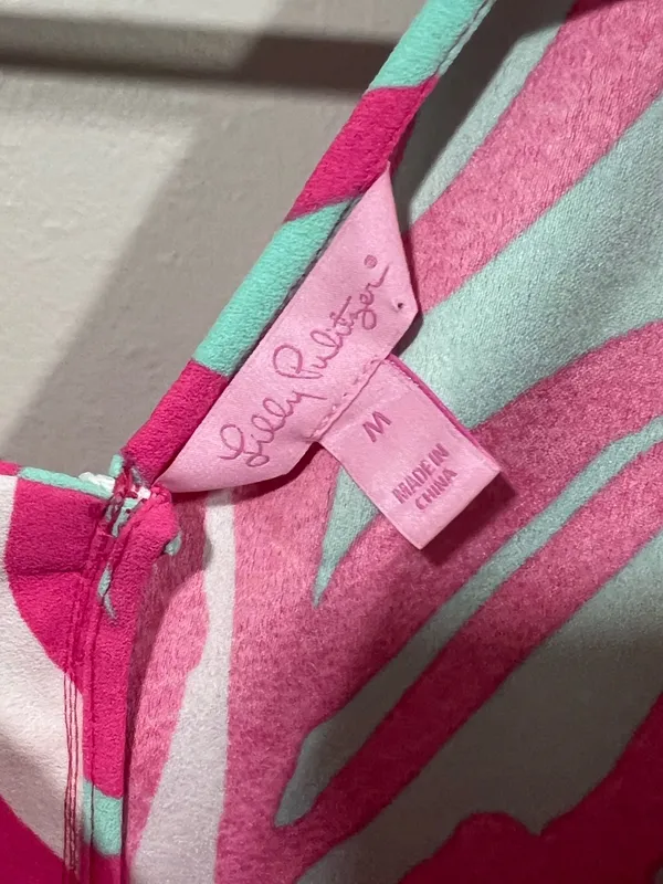 Lilly Pulitzer Sabrina Pink & White Sleeveless Shift Dress Size Medium - Image 4
