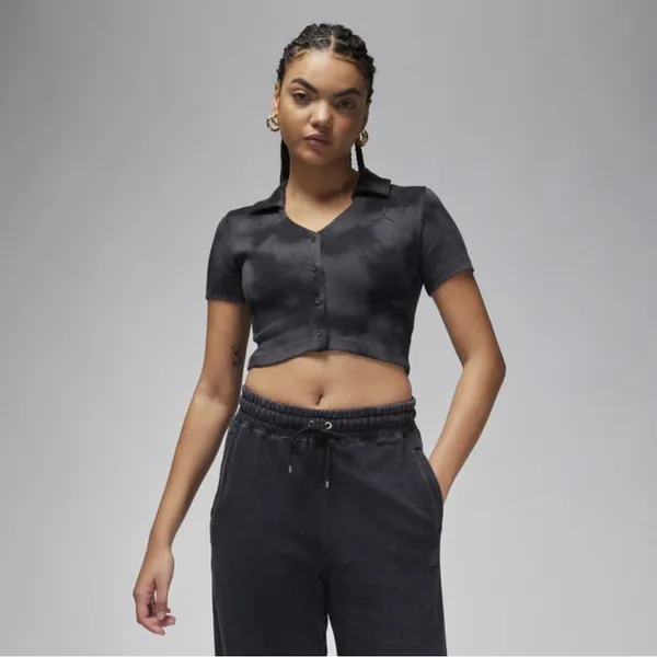 Jordan collared knit top in smoke gray‎ large - Image 2