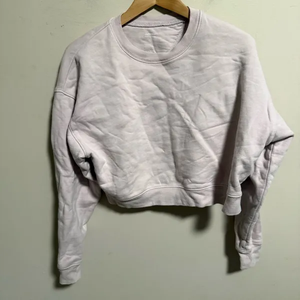 Girlfriend Collective Orchid Lilac Lavender Pink 50/50 Cropped Pullover- Small - Image 4