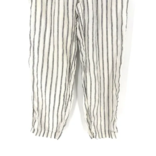 Quince Linen Pants Striped Small White Black Elastic Waist Pockets Sustainable - Image 5