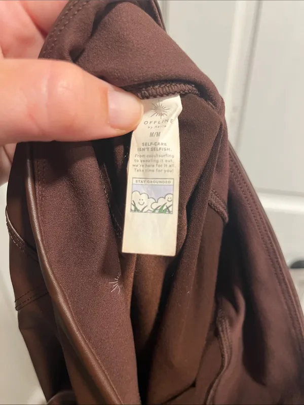 Offline by Aerie Faux Leather Hi Rise Brown Leggings Size Medium - Image 5