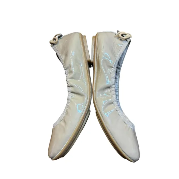 Cole Haan Shoes Womens Size 6 Beige Patent Leather Ballet Flats Bow‎ D42512 - Image 6