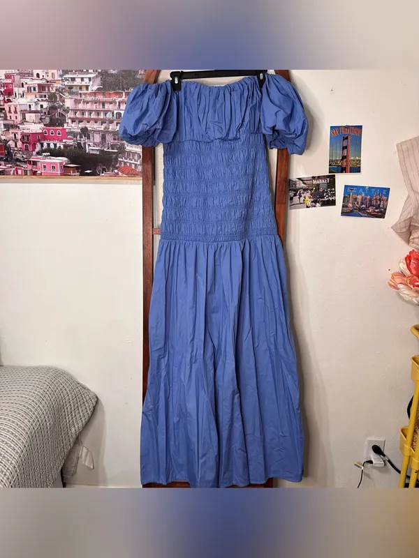 Abercrombie & Fitch Blue Off‑Shoulder Maxi Dress - Image 4