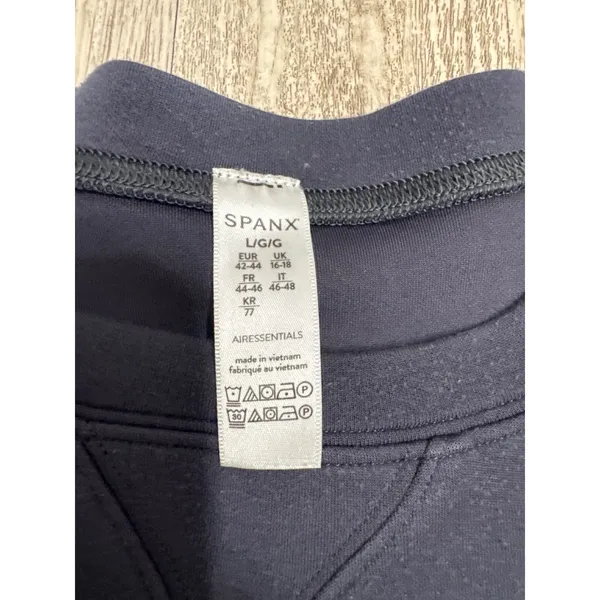 Spanx AirEssentials Dark Storm Blue Grey Crew Neck Sweatshirt Womens Large - Image 3