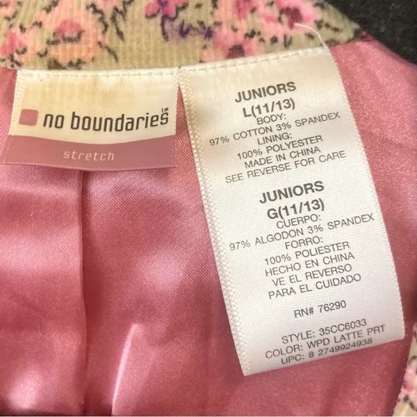 No Boundaries Vintage Y2K Floral Blazer Jacket Pink Tan Rose - Image 7