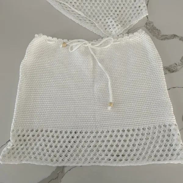 White crochet set NWOT Size M - Image 2