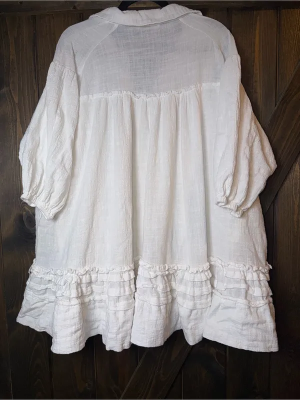 Karlie Babydoll Puff Sleeve Ruffle Oversized Dress Boho Cottagecore M‎ - Image 2