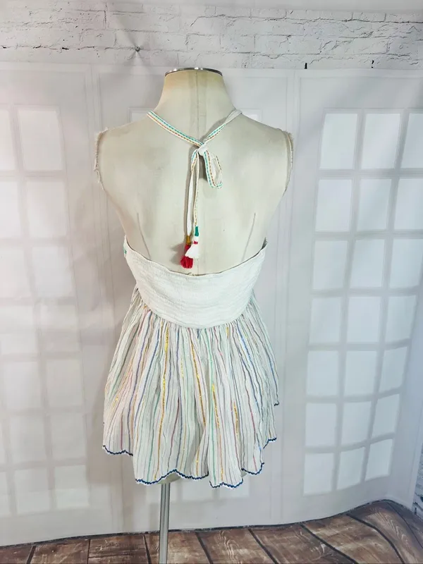 Anthropologie Floreat Ivory Itzel Halter Embroidered Babydoll Tank Top Size 4 - Image 8