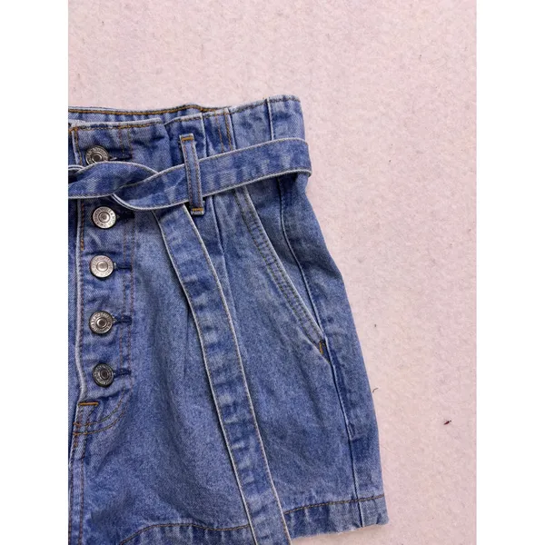 Abercrombie & Fitch Natural Rise Short Women 24 00 Blue Paperbag Denim Summer - Image 7