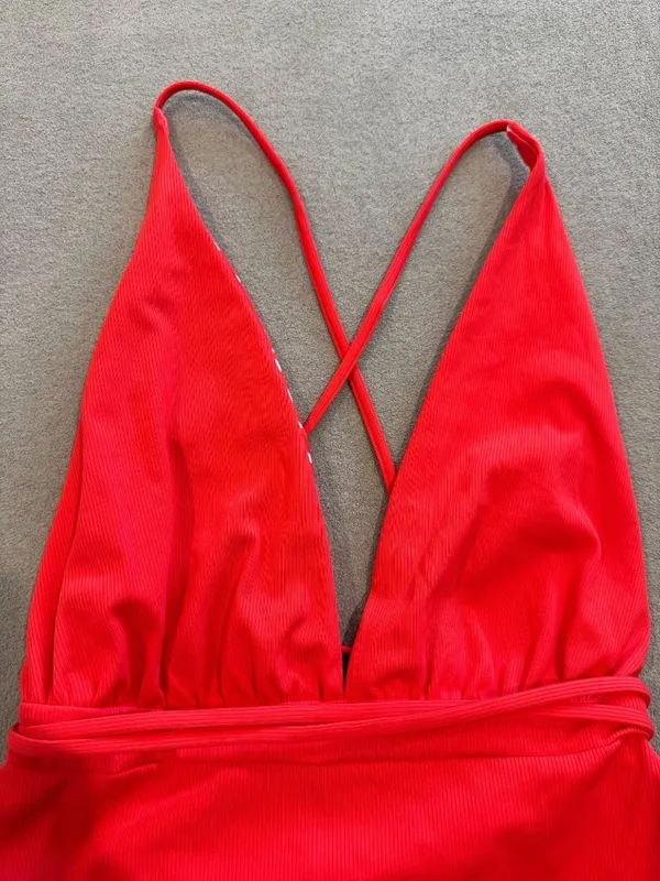 Maaji Reversible Safari One Piece Swimsuit Medium Red Resortwear Summer Vacation - Image 10