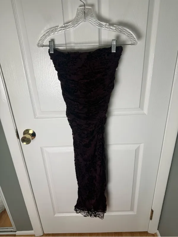 House of CB Isadora Black Cherry Devore Corset Dress XS - Image 2