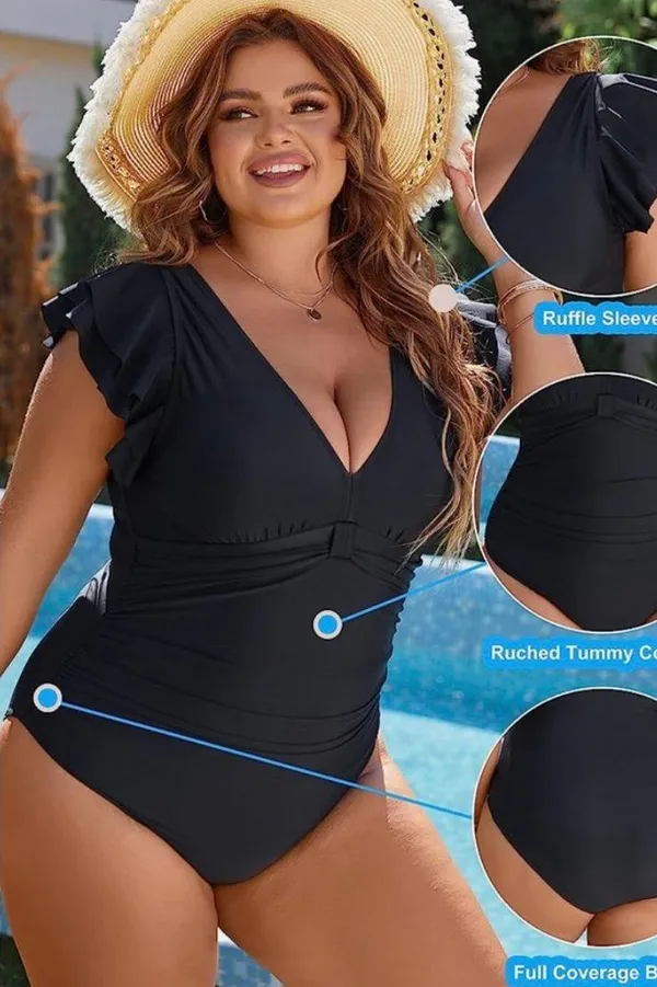 Blooming Jelly Tummy Control One Piece Full Coverage Plus Size  Retro Ru… - Image 3