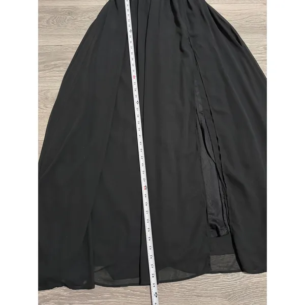 Lulus Maxi Dress XS Heavenly Hues Black Deep V-Neck Side Slit Gown Prom Romantic - Image 10