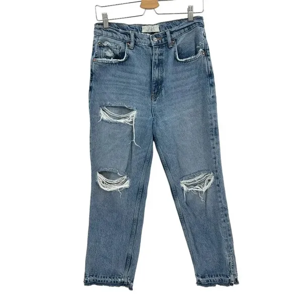 Free‎ People Lita Light Wash Distressed High-Waisted Slim Leg Jeans Size 28 - Image 3