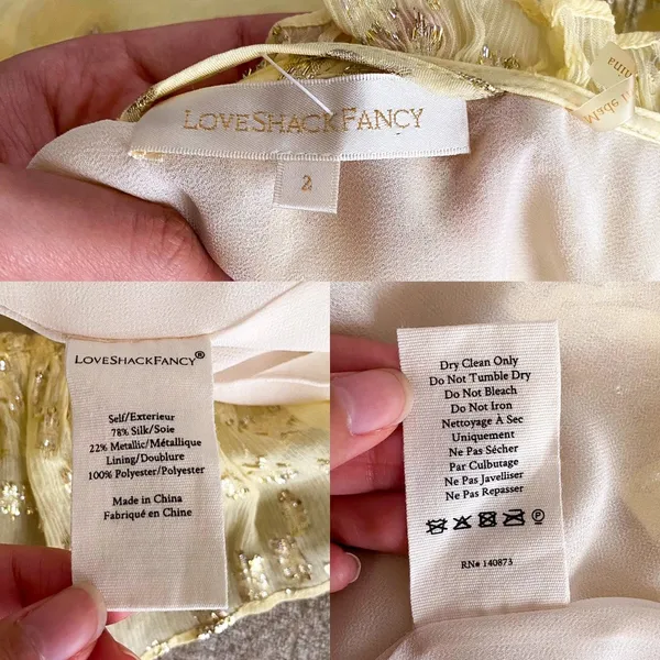 LoveShackFancy Dress Rina Silk Metallic Star Ruffle Mini Sunmer Sunflower 2 EUC - Image 6